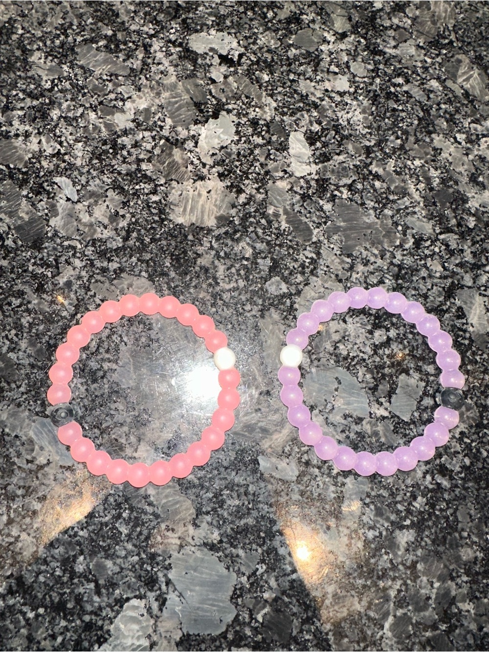 Lokai Pink and Lavender Beaded Stretch Bracelets
